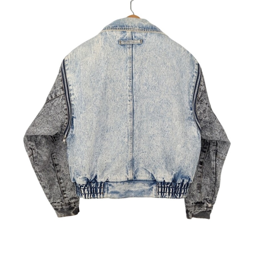 Levis Acid Wash Sherpa Trucker Jacket Zip Off Sleeves Womens Large 1980s Vintage - Picture 3 of 16